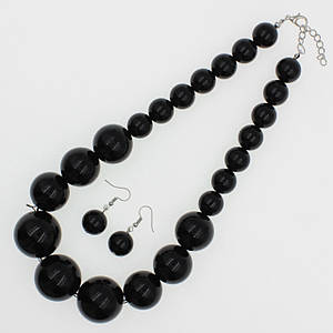 Комплект буси і сережки жіночих довгі чорного кольору 55x30x20x15 см