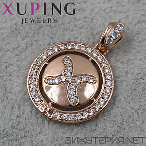 Кулон жіночий знак зодіаку риби золото з камінням фірми Xuping Jewelry медичне золото діаметр 18 мм.