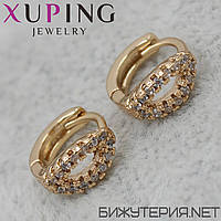 Серьги женские золотистого цвета Xuping Jewelry застежка-кольцо с кристаллами 24K