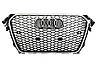 Решітка радіатора Audi A4 B8 (11-16) рестайл-стиль RS4 (рамка срібло), фото 3