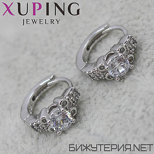 Сережки жіноче медичне золото Xuping Jewelry кільце конго з кристалами 24K