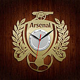 Футбольний клуб Арсенал Годинник із вінілу Арсенал Подарунок для тренера Декор у кабінет Годинника золоті 300 мм, фото 3