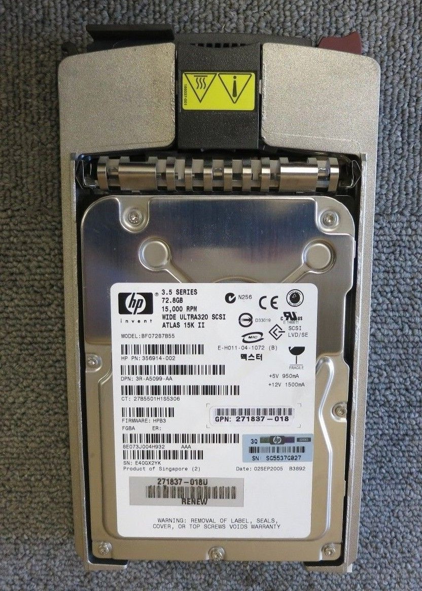 Жесткий диск для сервера HP 72.8Gb 356914-002 15000rpm (BF07287B55) 3.5" SCSI
