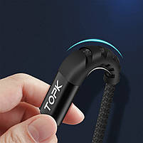 Кабель синхронізації Topk (TK42C-VER2) MicroUSB Black USB 2m 3A нейлоновий 2 шт., фото 3