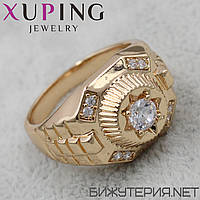Перстень массивный золотистого цвета Xuping медицинское золото звезда с камушками 18K 21