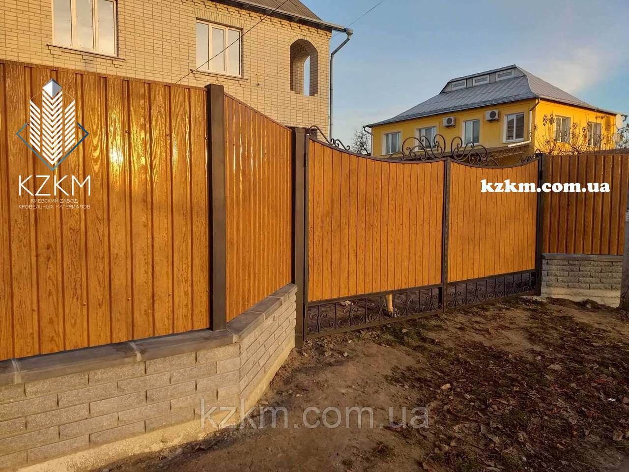 Двосторонній профнастил під дерево 3д для воріт, калітки та паркана, двосторонні ворота під дерево 3d, фото 1
