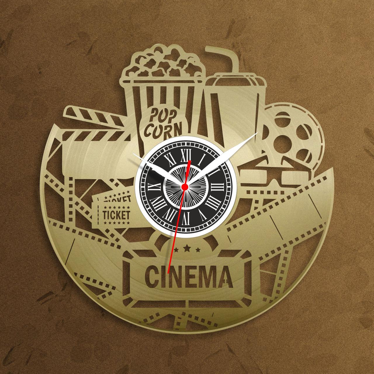 Годинник кіно Золотий годинник Cinema годинник Годинник із касетною стрічкою Годинника з попкорном Стаканчик Кока Колой Ціферблат