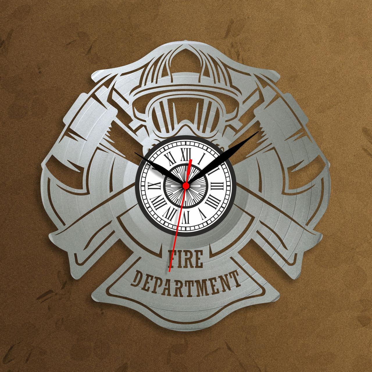 Годинник Пожежник Срібний годинник Годинник пожежна частина Годинника для рятувальників Кварцовий механізм Годинник у кабінет 300 мм