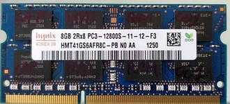 Оперативна пам'ять для ноутбука Hynix DDR3 8GB PC3-12800S 1600MHZ 1.5 V sodimm (б/у)