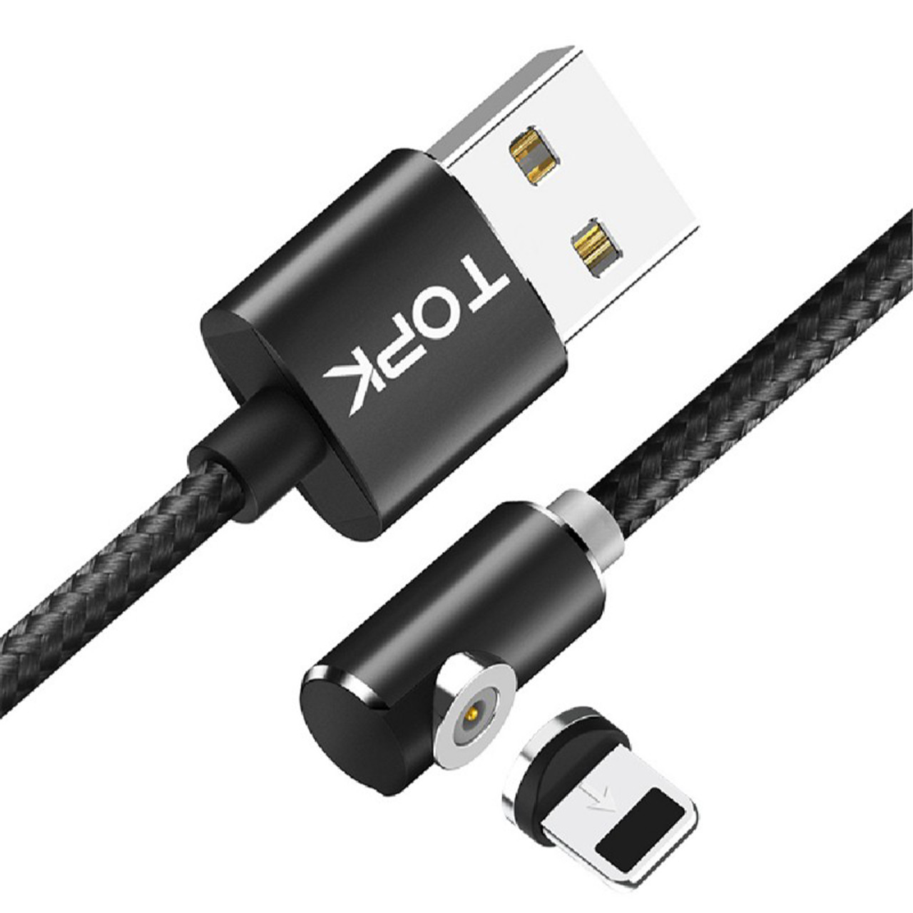 Магнітний кабель для заряджання Topk USB 2m 2.1 A 360° (TK51i-VER2) Lightning Black для ґаджетів Iphone 1 шт.