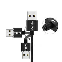 Магнітний кабель для заряджання Topk USB 2m 2.1 A 360° (TK51i-VER2) Lightning Black для ґаджетів Iphone 1 шт., фото 8