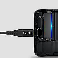 Кабель синхронізації Topk (TK42C-VER2) MicroUSB Black USB 2m 3A нейлоновий 2 шт., фото 4