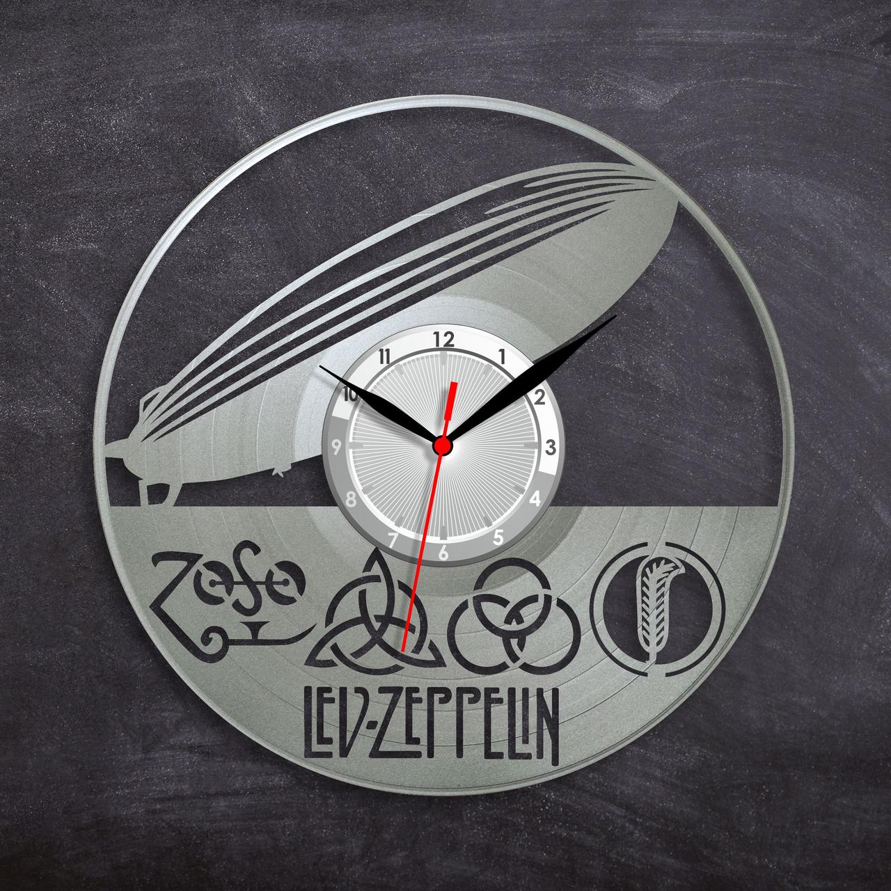 Лід Зепенлін Годинник у кольорі сріблаLed Zepelin годинник Музична пластина Вініл Годинник рок-група Кварцовий механізм, фото 1