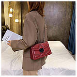 Сумка жіноча маленька з декором з заклепок, м'яка екошкіра, чорна, фото 6