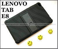 Черный противоударный чехол Lenovo Tab E8 TB-8304F TB-8304L резиновый с подставкой