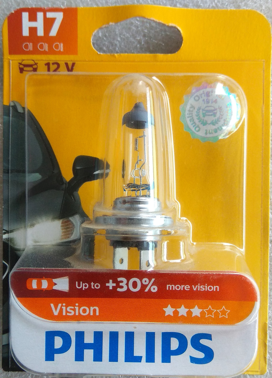 Лампа галогенова Philips Vision H7 + 30% 12v, фото 1