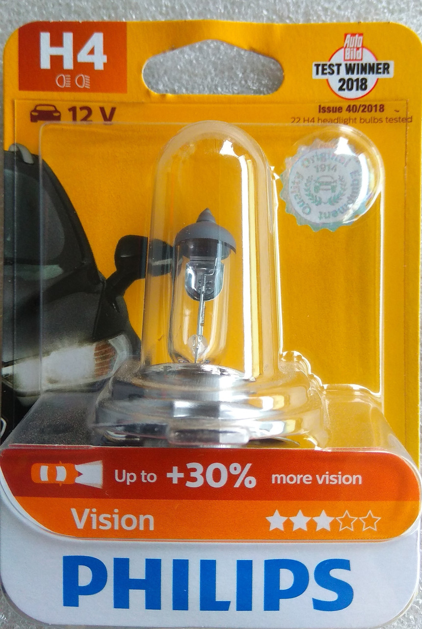 Лампа галогенова Philips Vision H4 + 30% 12v