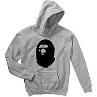 Худі bape a bathing ape black logo | сіра толстовка