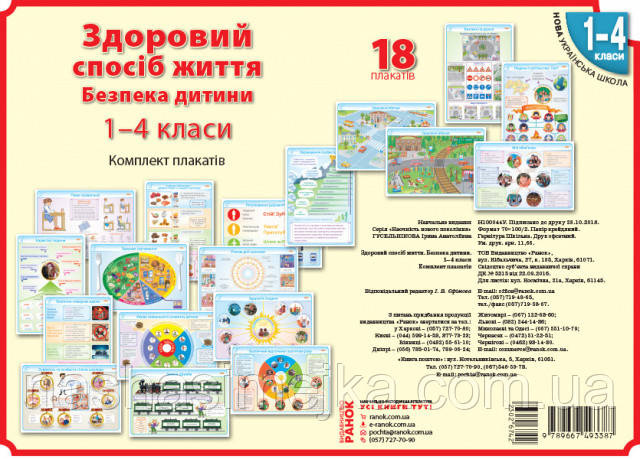 НУШ Наочність нового покоління: Здоровий спосіб життя. Безпека дитини.1-4 класи. Комплект плакатів для поч.шк.