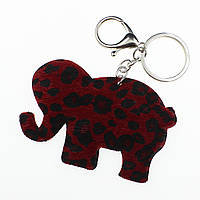 Брелок мягкий серебристого цвета тканевый красный слоник с леопардовым принтом размер 6х9 см