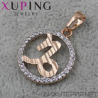 Кулон женский знак зодиака козерог золото фирмы Xuping Jewelry медицинское золото диаметр 16 мм.