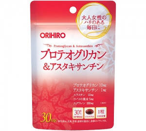Orihiro Proteoglycan & Astaxanthin  сквален, еластин, ластівчино гніздо, 30 капсул на 30 днів