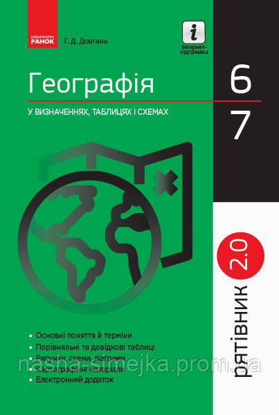 Рятівник 2.0. Географія у визначеннях, таблицях і схемах. 6 - 7 класі Довгань Р. Д. (Ранок), фото 1