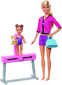 Ігровий набір лялька Barbie Gymnastics Coach Барбі та Челсі 74 гімнастики FXP39