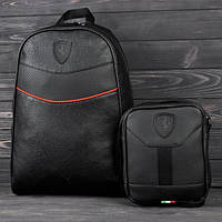 Комплект! Рюкзак + барсетка Puma Ferrari, пума. Черный