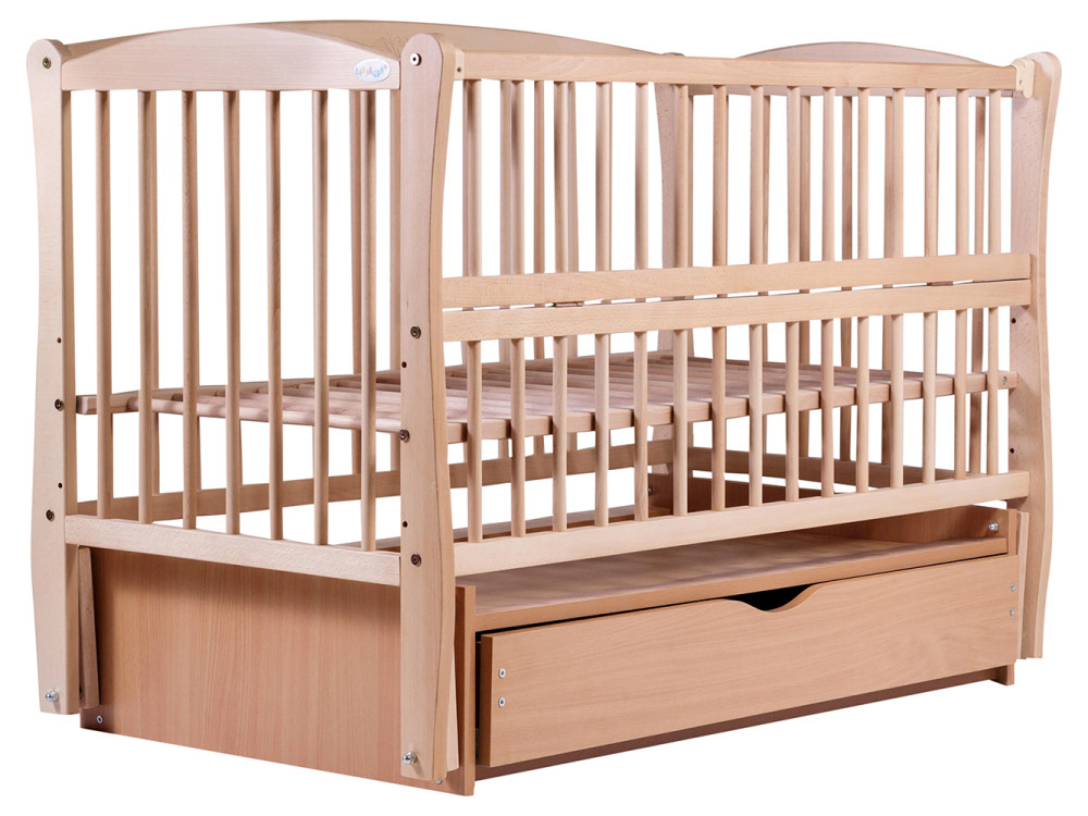 Ліжко Babyroom Еліт різьблення маятник, ящик, відкидний бік-DER-7 бук світлий (натуральний)