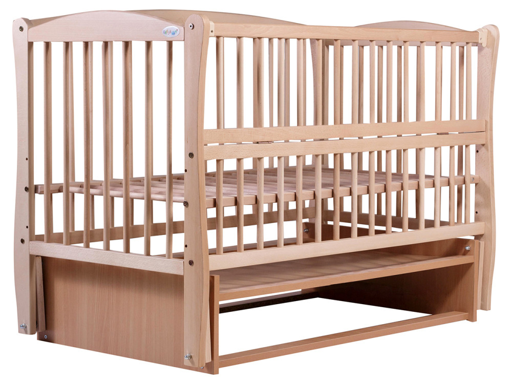 Ліжко Babyroom Еліт різьблення, маятник, відкидний бік-DER-6 бук світлий (натуральний)