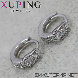 Серьги жіночого сріблястого кольору Xuping Jewelry медичне кільце конго з кристалами 24K