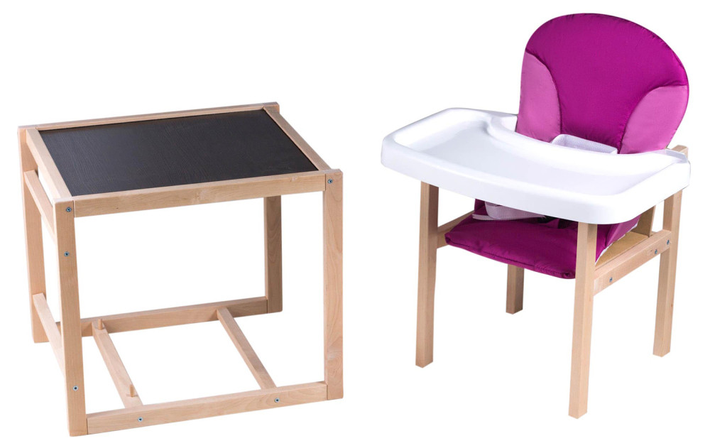 Стільчик - трансформер Babyroom Поні-230 eko без лаку пластикова стільниця малина-рожевий