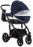 Коляска 2 в 1 Adamex Prince X-34 темно-синій - біла шкіра видавлений рядок) (чорна рама), фото 5