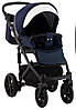 Коляска 2 в 1 Adamex Prince X-34 темно-синій - біла шкіра видавлений рядок) (чорна рама), фото 6