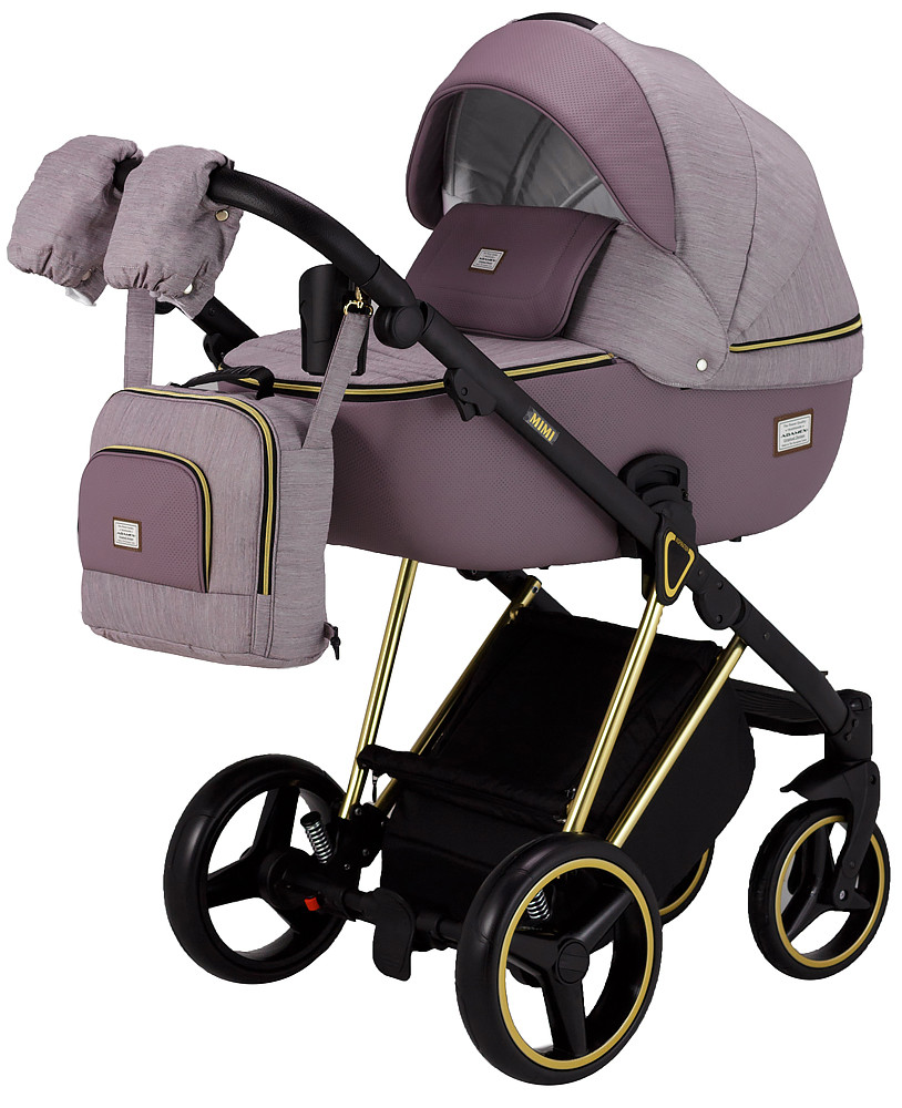 Коляска 2 в 1 Adamex Mimi Polar (Gold) Y811 бузковий - бузковий шкіра (видавлений точка), фото 1