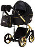 Коляска 2 в 1 Adamex Luciano Polar (Gold) Q85 чорний - чорна шкіра (видавлений точка), фото 2
