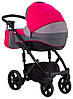 Коляска 2 в 1 Adamex Prince TIP 26-C малиновий - сірий льон - графіт льон (чорна рама), фото 3