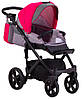 Коляска 2 в 1 Adamex Prince TIP 26-C малиновий - сірий льон - графіт льон (чорна рама), фото 4