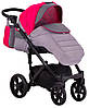 Коляска 2 в 1 Adamex Prince TIP 26-C малиновий - сірий льон - графіт льон (чорна рама), фото 5