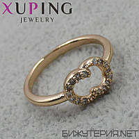 Кольцо тонкое золотистого цвета Xuping с кристаллами медицинское золото 18K