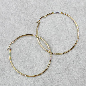 Серьги кольца Конго золотистые из медицинской стали от Stainless Steel Застежка диаметр 8 см
