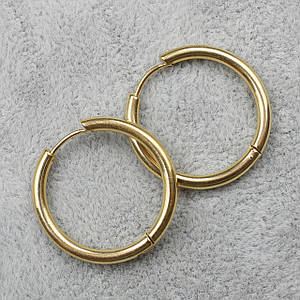 Серьги кольца Конго золотистые 25 мм из медицинской стали от Stainless Steel Застежка кольцо