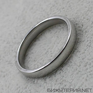 Перстень срібне з ювелірної медичної сталі від Stainles Steel марка 316 L ширина 4 мм тонке