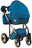 Коляска 2 в 1 Adamex Luciano Polar (Gold) Y826 синій (шкіра) - синій, фото 3