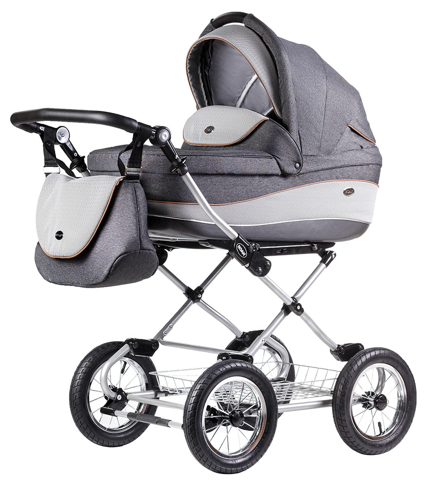 Коляска 2 в 1 класична Roan Emma (12"sery) E60 сірий - сірий (візерунок)