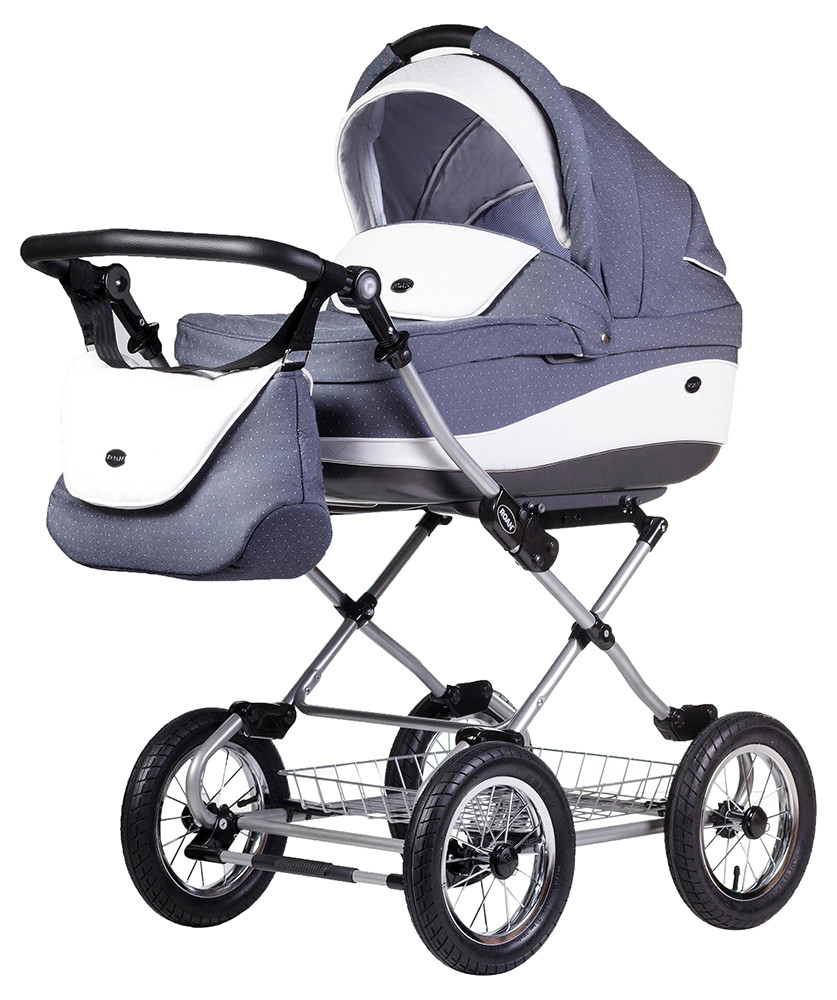 Коляска 2 в 1 класична Roan Emma (12"sery) E74 сірий - білий (шкіра)