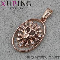 Кулон женский знак зодиака лев золото с камнями фирмы Xuping Jewelry медицинское золото диаметр 25 мм.