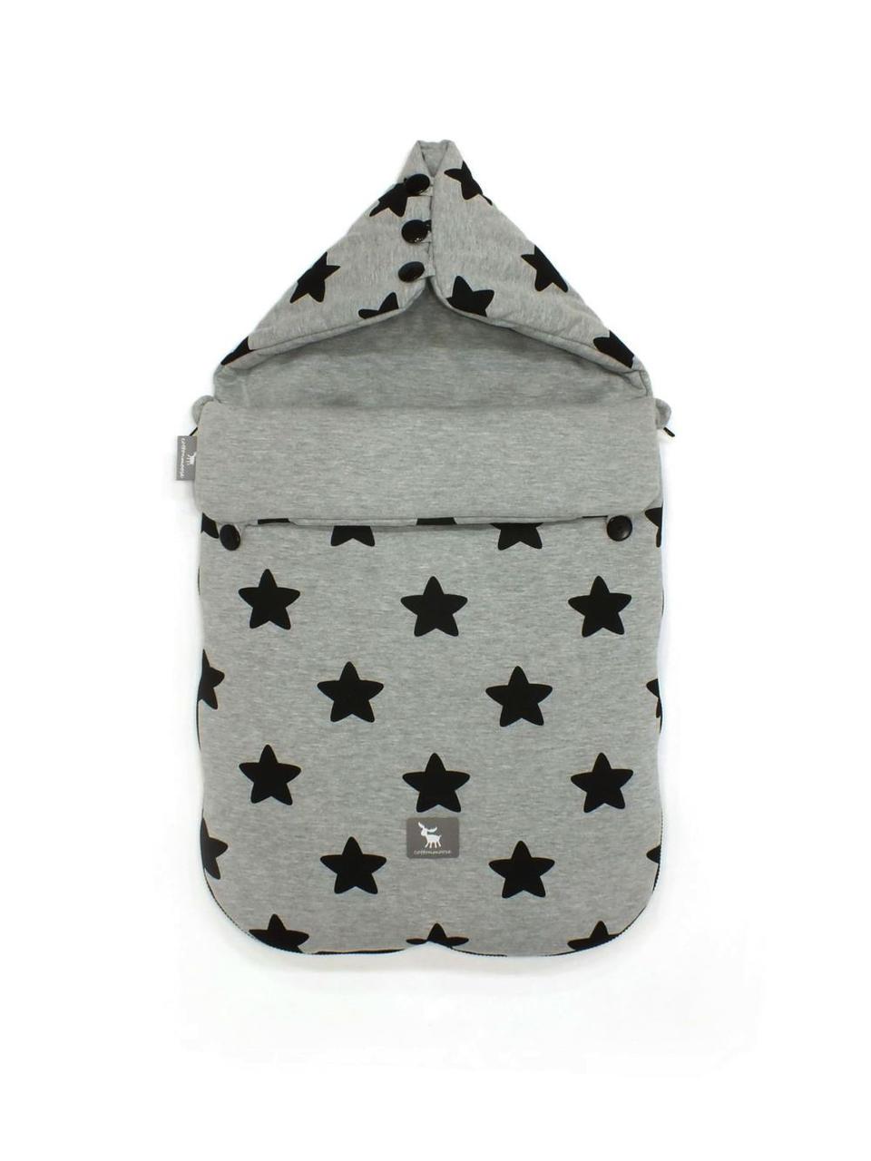 Універсальний конверт в коляску і автокрісло Cottonmoose Pooh 330/29/49 black star cotton jersey melange cotton jersey (сірий