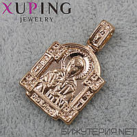 Иконка образ  Девы Марии золото фирмы Xuping Jewelry медицинское золото размер  30 х 18 мм